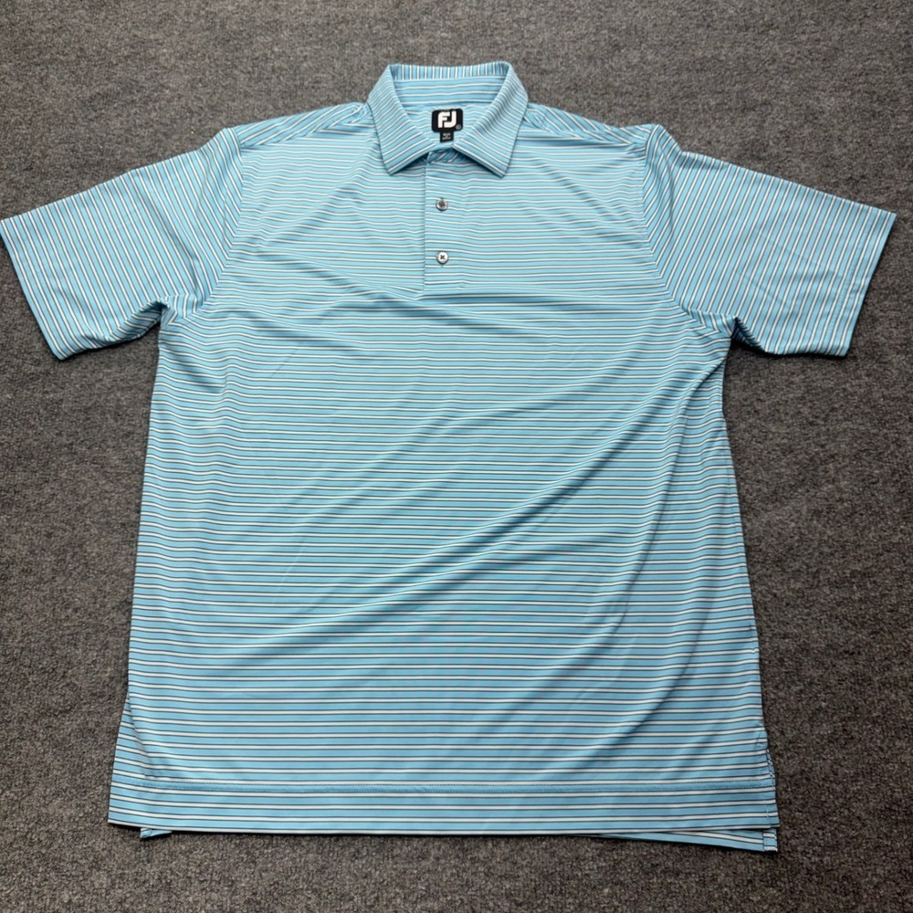 FootJoy Mens Blue Striped ProDry Performance Golf Polo Shirt Size Large L